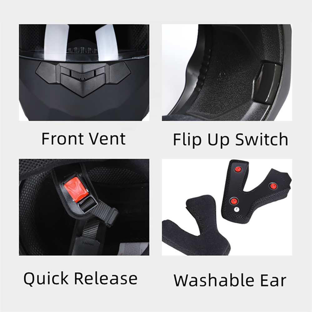 Modulaire motorhelm met dubbel - Full Face Motorcycle Helmet With Bluetooth recensie en prijs